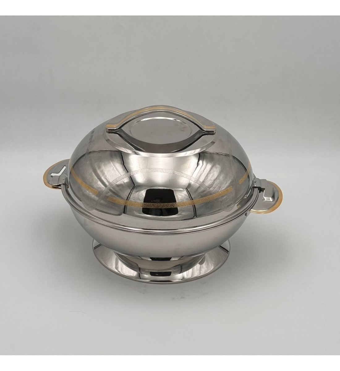  حافظة  طعام أنيق من الستانلس ستيل بغطاء –فضي 30سم تقريبا 