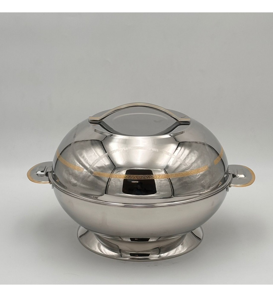  حافظة  طعام أنيق من الستانلس ستيل بغطاء –فضي 6 لتر تقريبا 