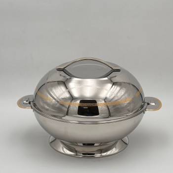  حافظة  طعام أنيق من الستانلس ستيل بغطاء –فضي 6 لتر تقريبا 