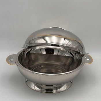  حافظة  طعام أنيق من الستانلس ستيل بغطاء –فضي 6 لتر تقريبا 