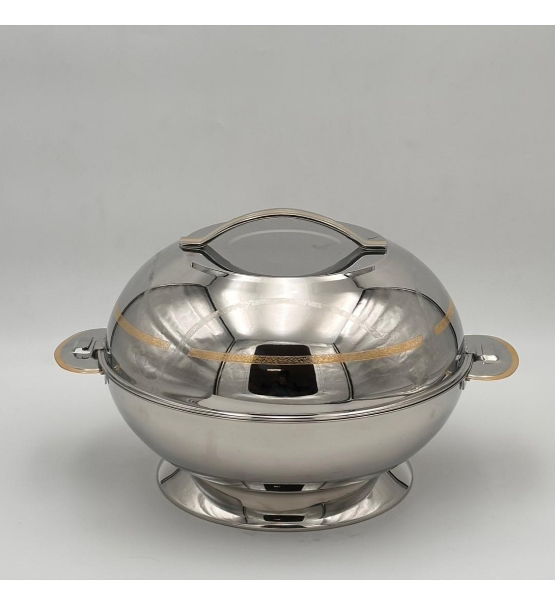  حافظة  طعام أنيق من الستانلس ستيل بغطاء –فضي 4 لتر تقريبا 