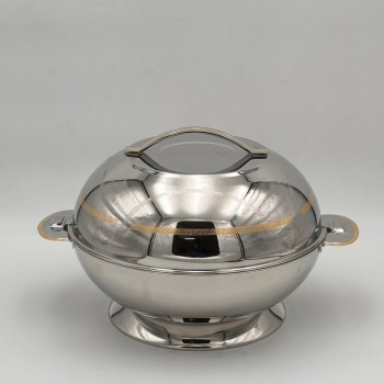  حافظة  طعام أنيق من الستانلس ستيل بغطاء –فضي 4 لتر تقريبا 