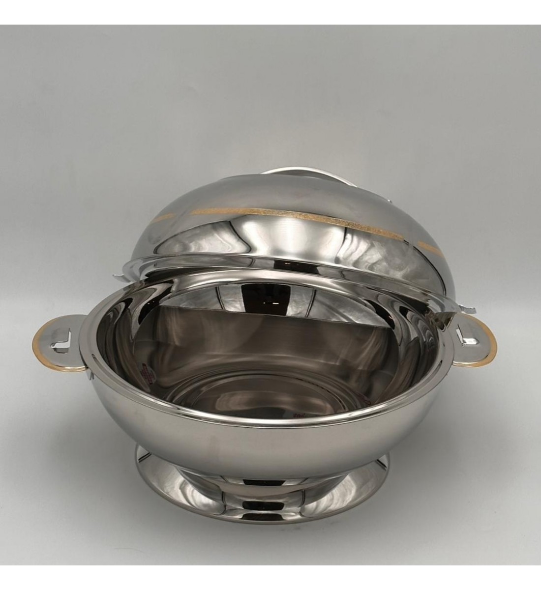  حافظة  طعام أنيق من الستانلس ستيل بغطاء –فضي 4 لتر تقريبا 