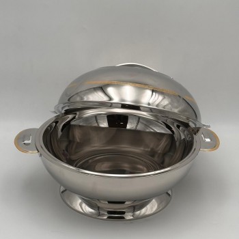  حافظة  طعام أنيق من الستانلس ستيل بغطاء –فضي 4 لتر تقريبا 