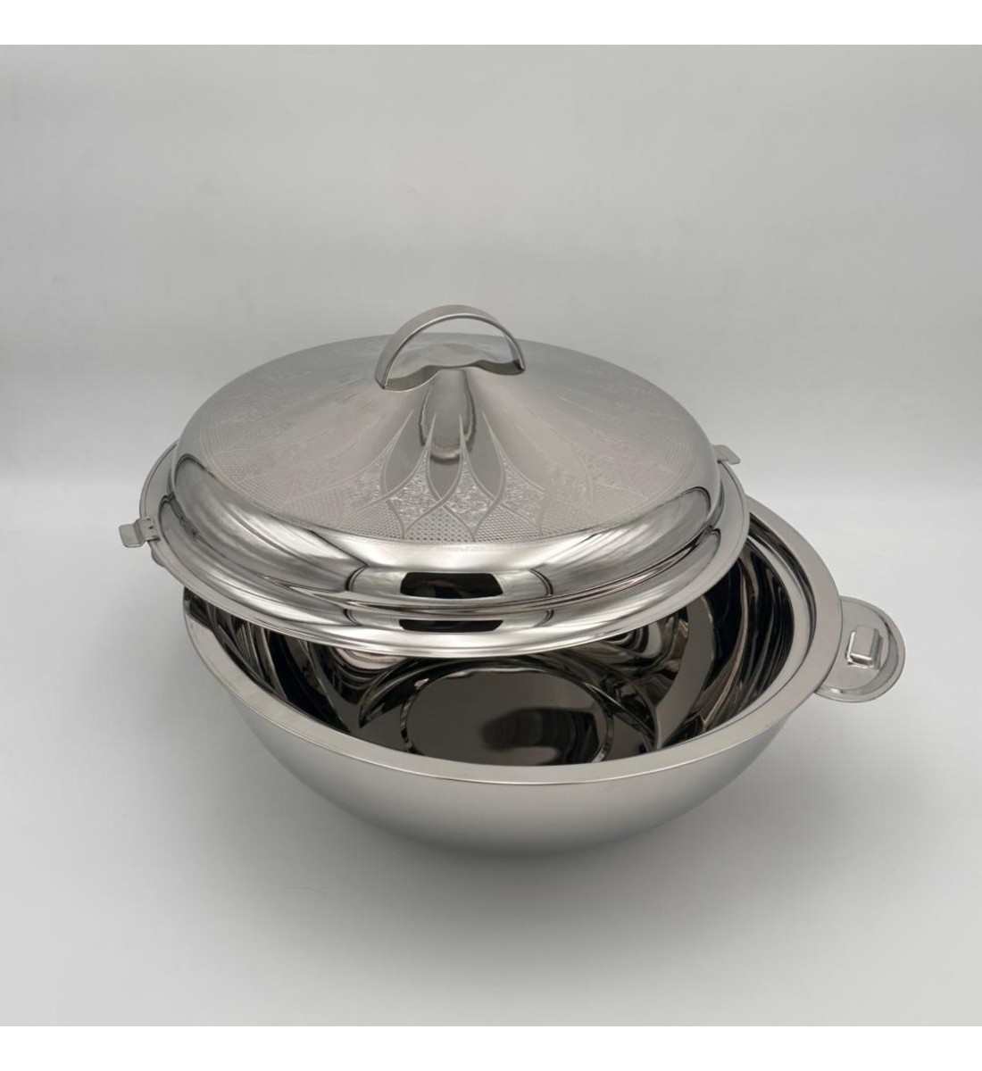  حافظة  طعام أنيق من الستانلس ستيل بغطاء –فضي 3.5لتر تقريبا 