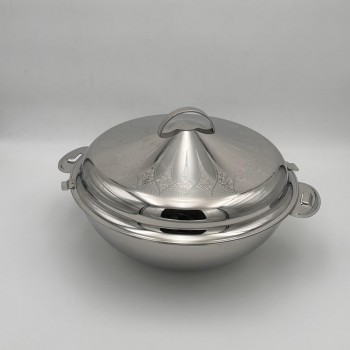  حافظة  طعام أنيق من الستانلس ستيل بغطاء –فضي 3.5لتر تقريبا 