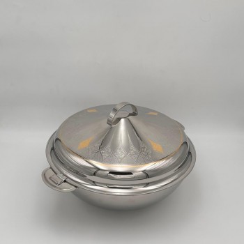  حافظة  طعام أنيق من الستانلس ستيل بغطاء –فضي 3.5لتر تقريبا 