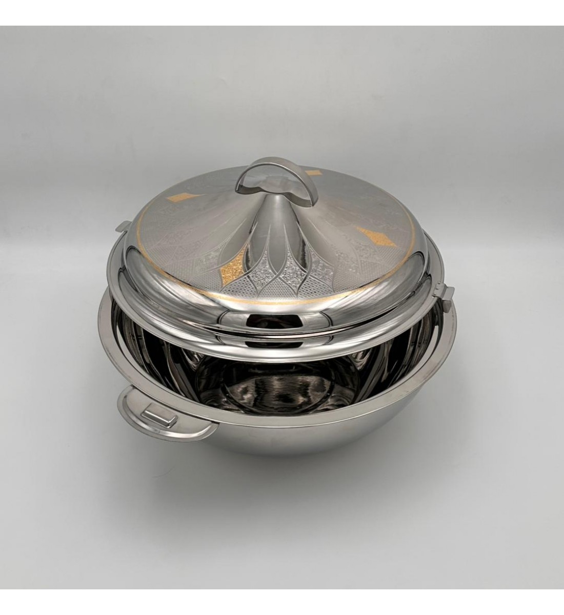  حافظة  طعام أنيق من الستانلس ستيل بغطاء –فضي 3.5لتر تقريبا 