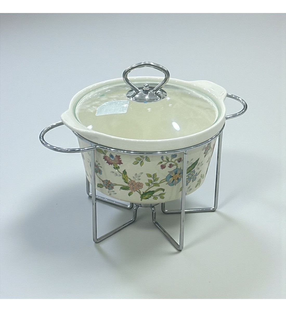 سخان بوفية صحن تقديم سيراميك لتسخين الطعام مزود بغطاء بتصميم فريد 2.5لتر تقريبا 