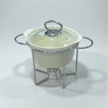 سخان بوفية صحن تقديم سيراميك لتسخين الطعام مزود بغطاء بتصميم فريد 1.5لتر تقريبا 