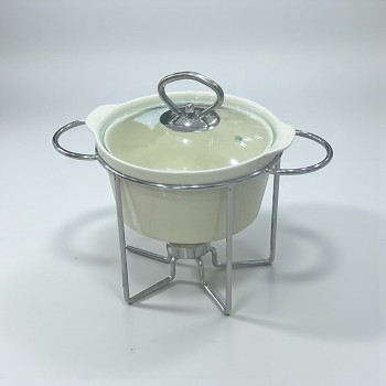 سخان بوفية صحن تقديم سيراميك لتسخين الطعام مزود بغطاء بتصميم فريد 1.5لتر تقريبا 