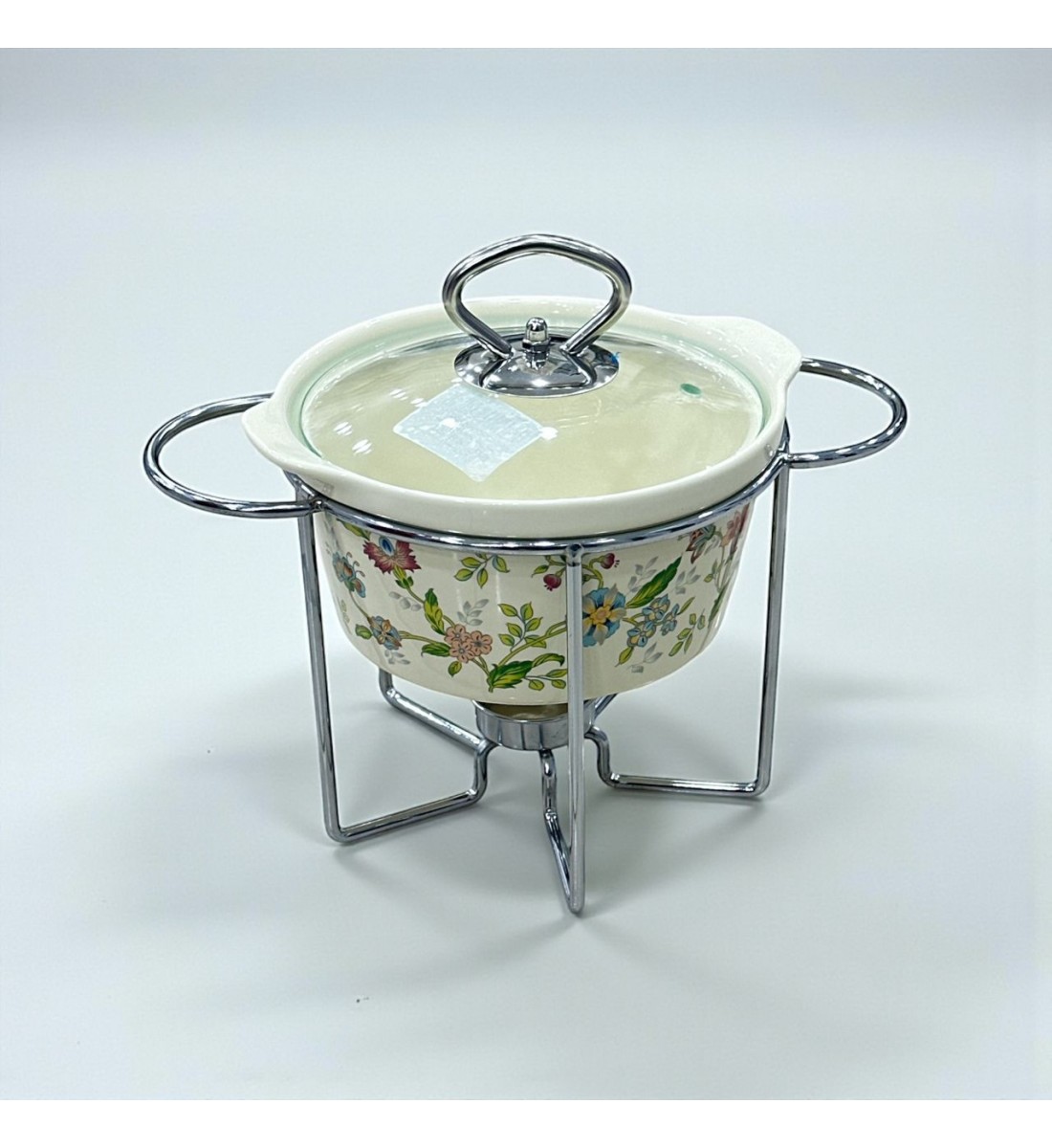 سخان بوفية صحن تقديم سيراميك لتسخين الطعام مزود بغطاء بتصميم فريد 1.5لتر تقريبا 