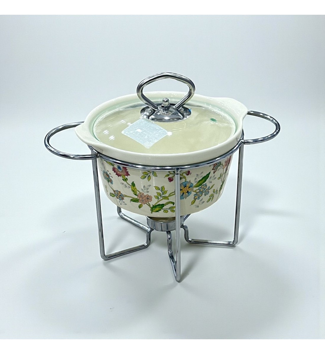 سخان بوفية صحن تقديم سيراميك لتسخين الطعام مزود بغطاء بتصميم فريد 1.5لتر تقريبا 