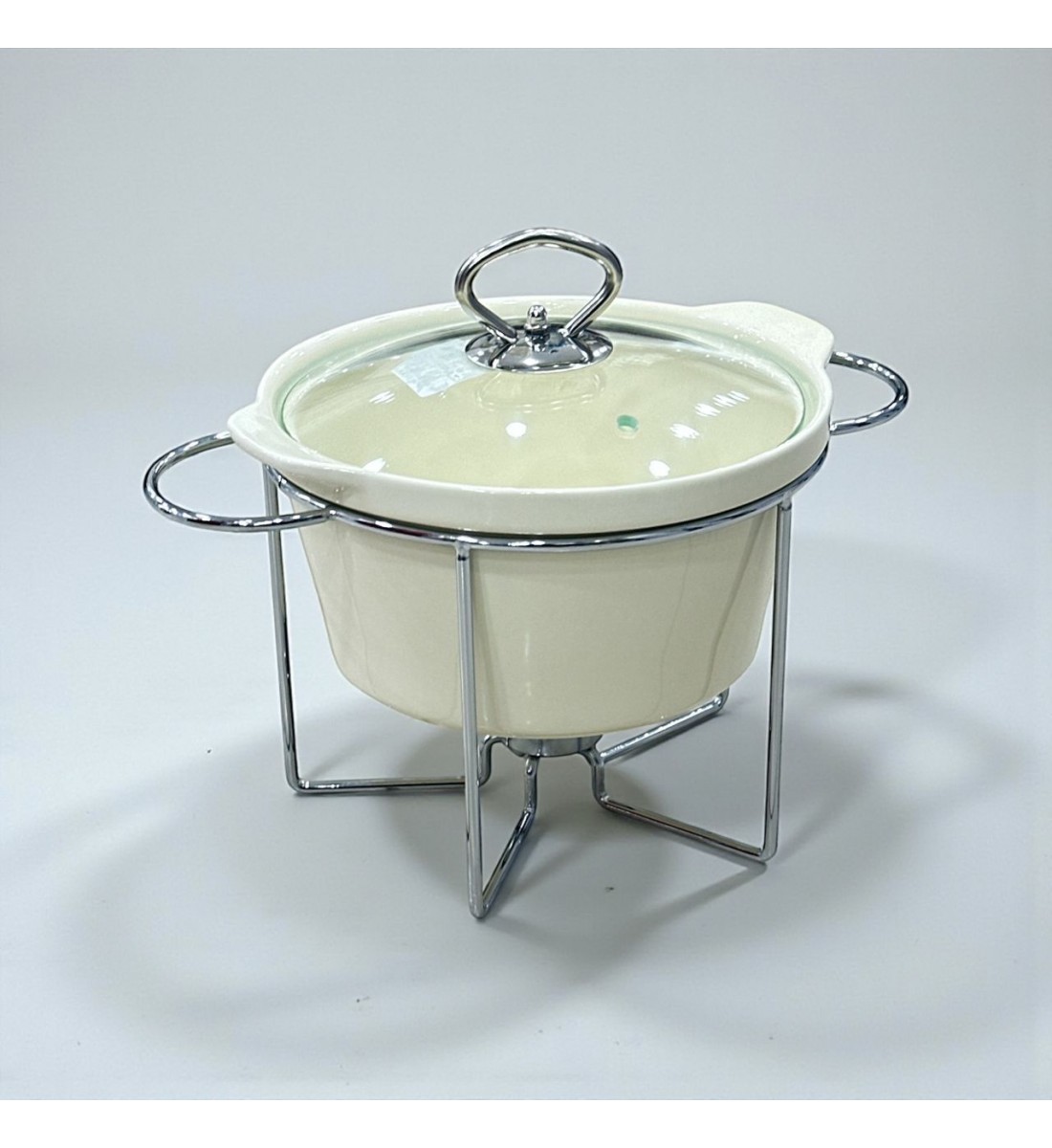 سخان بوفية صحن تقديم سيراميك لتسخين الطعام مزود بغطاء بتصميم فريد 2.5لتر تقريبا 