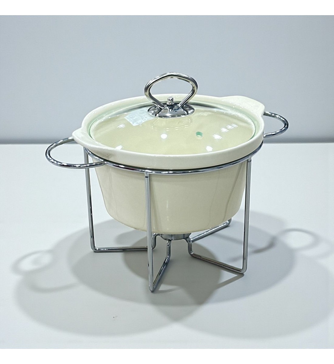 سخان بوفية صحن تقديم سيراميك لتسخين الطعام مزود بغطاء بتصميم فريد 2.5لتر تقريبا 