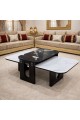 طقم طاولات وسطية للكنب 1+1 رخام مستطيل أسود وأبيض – فاليا بتصميم مودرن لغرف المعيشة