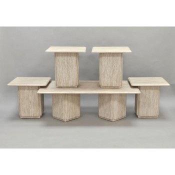 طقم طاولات قهوة خشب مستطيل -1+4