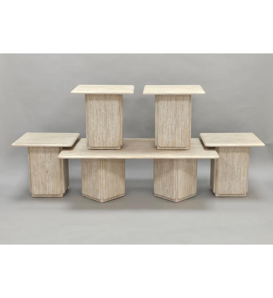 طقم طاولات قهوة خشب مستطيل -1+4