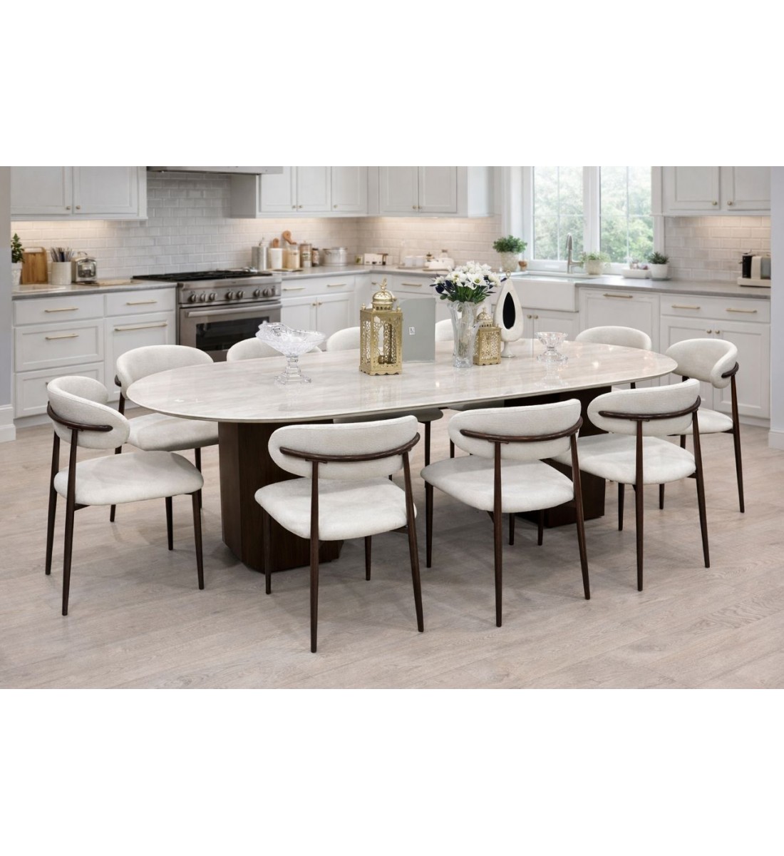 طقم طاولة طعام بتصميم عصري فاخر10كراسي 240×100×76سم 