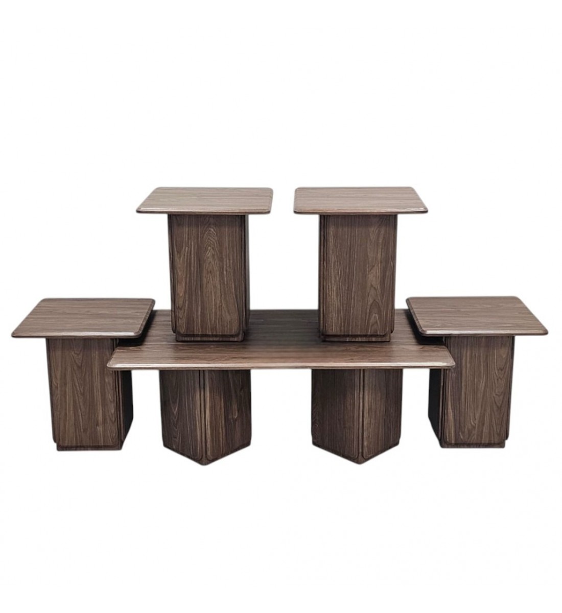 طقم طاولات قهوة خشب مستطيل -1+4