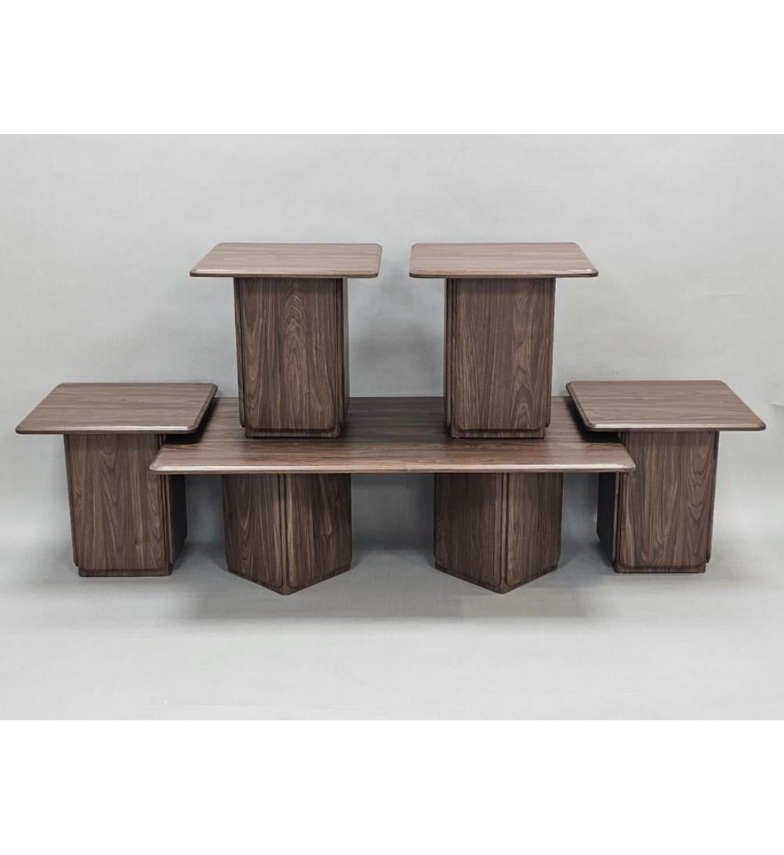 طقم طاولات قهوة خشب مستطيل -1+4