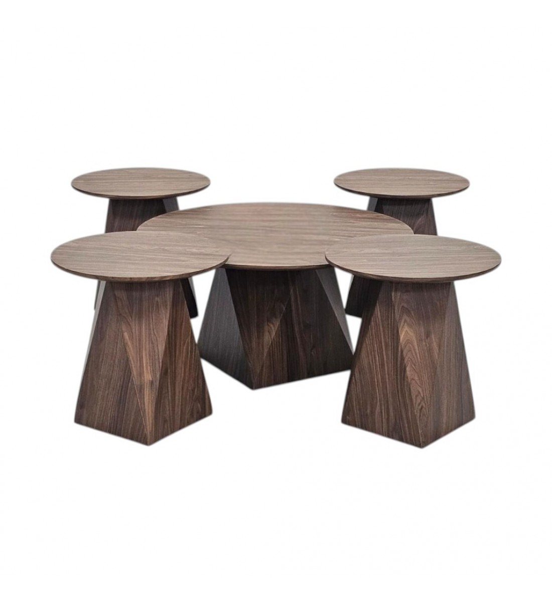  طقم طاولات خشبية مودرن (طاولة رئيسية + 4 طاولات جانبية)