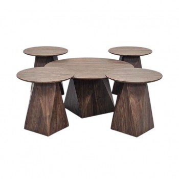  طقم طاولات خشبية مودرن (طاولة رئيسية + 4 طاولات جانبية)