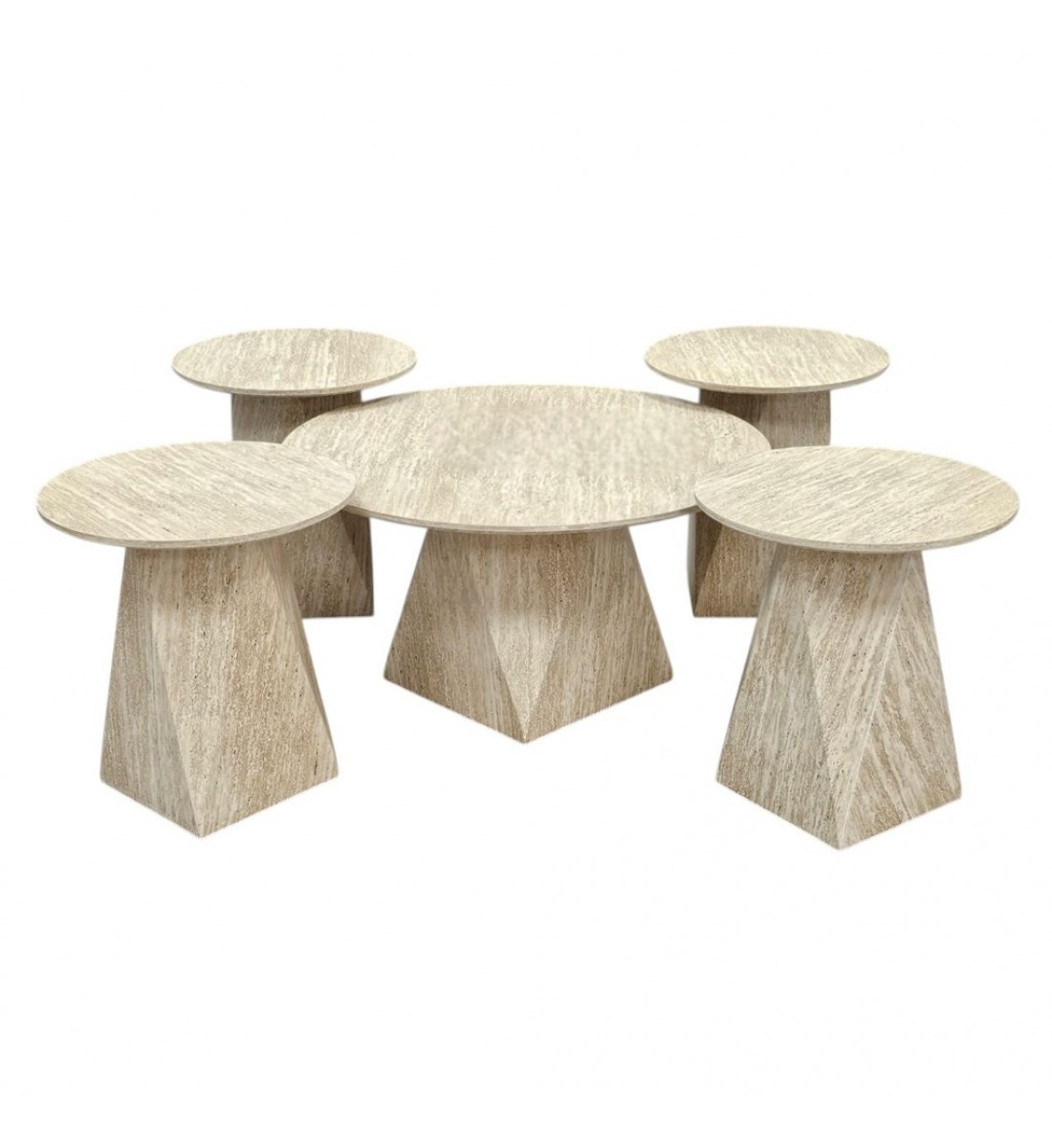  طقم طاولات خشبية مودرن (طاولة رئيسية + 4 طاولات جانبية)