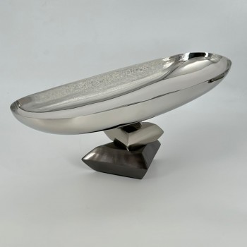 طبق تقديم فاخر بتصميم عصري أنيق، مصنوع من معدن عالي الجودة بلمعة راقية 40×14×14سم
