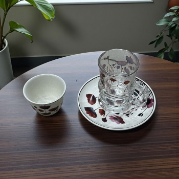 طقم كاسات وفناجين مع الصحن 36قطعه