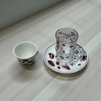 طقم كاسات وفناجين مع الصحن 36قطعه