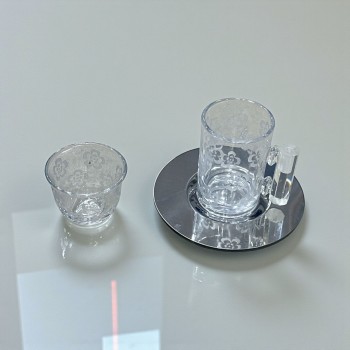 طقم كاسات وفناجين مع الصحن 18قطعه