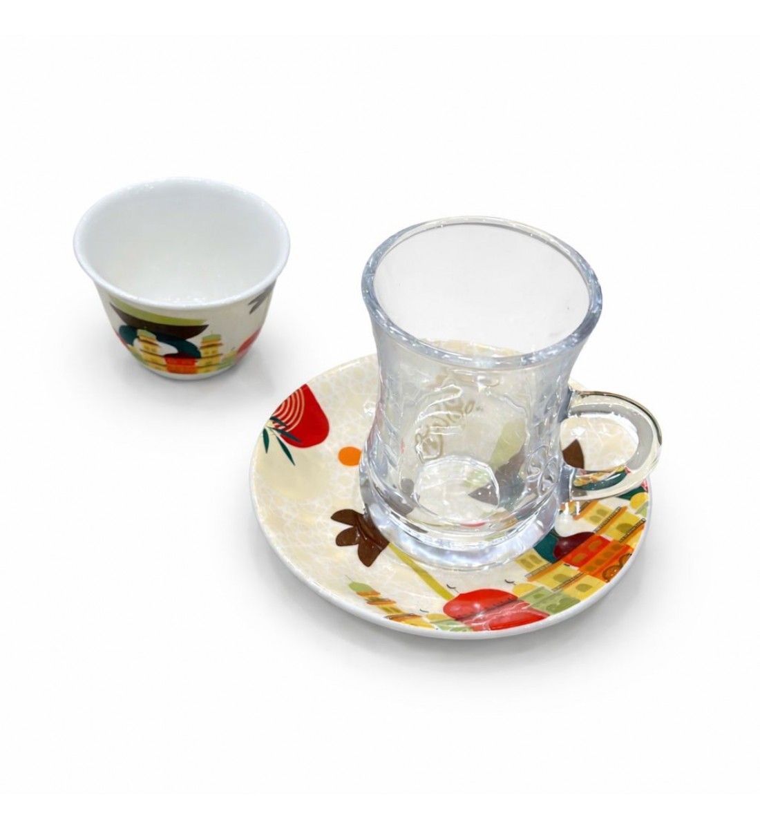 طقم كاسات وفناجين مع الصحن 36قطعه