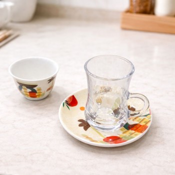 طقم كاسات وفناجين مع الصحن 36قطعه