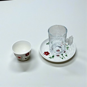 طقم كاسات وفناجين مع الصحن 36قطعه