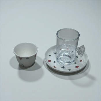 طقم كاسات وفناجين مع الصحن 36قطعه