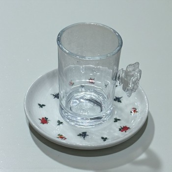 طقم كاسات وصحن 12سم 