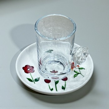 طقم كاسات وصحن 12سم 