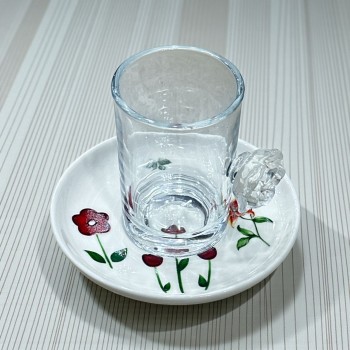 طقم كاسات وصحن 12سم 