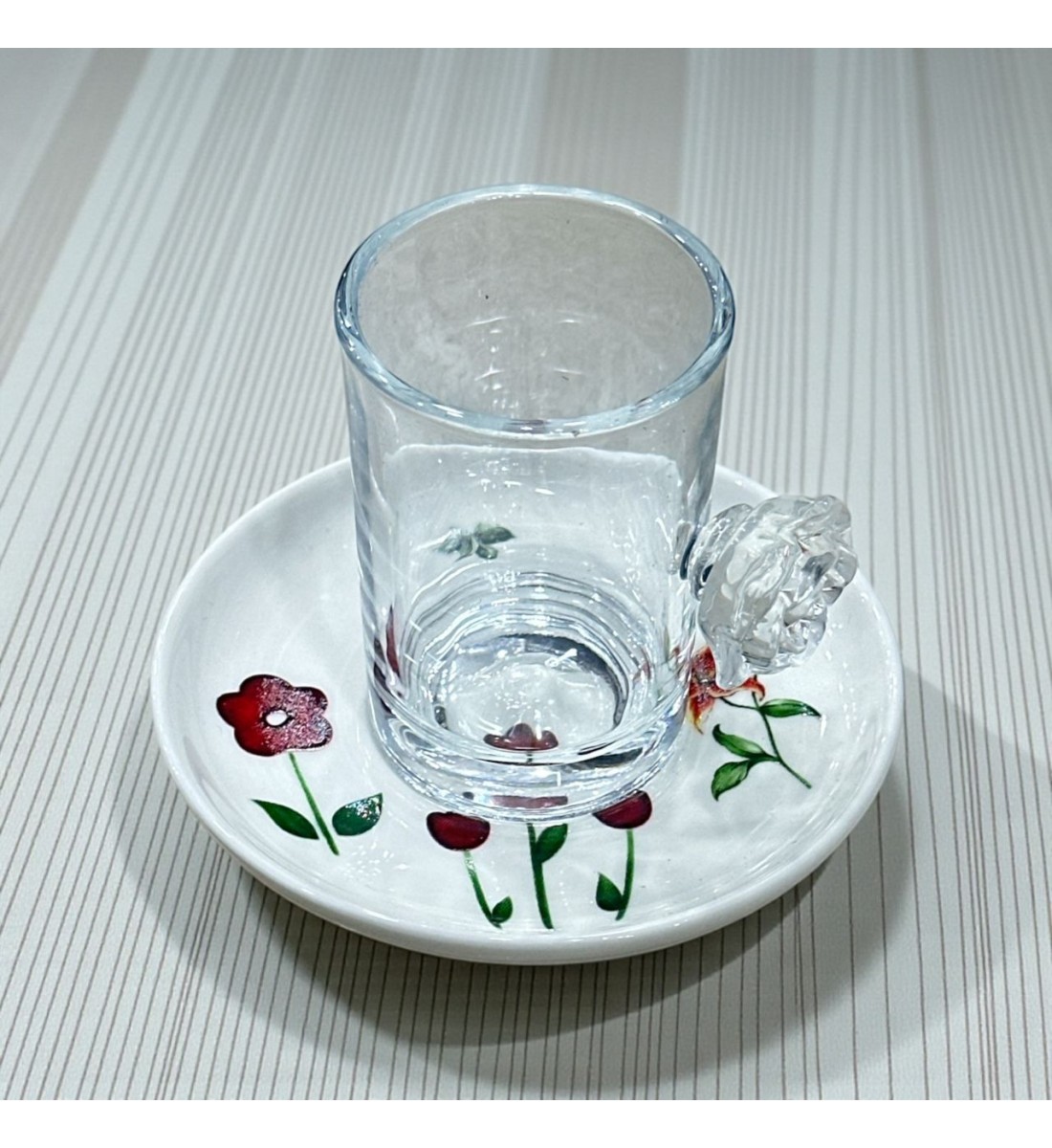 طقم كاسات وصحن 12سم 