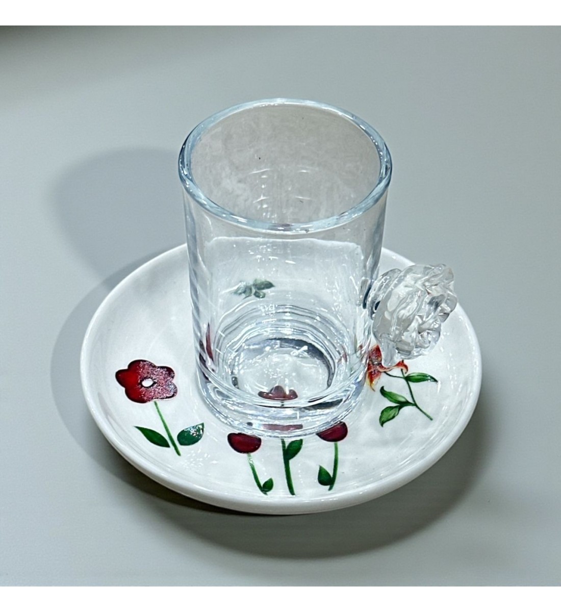 طقم كاسات وصحن 12سم 