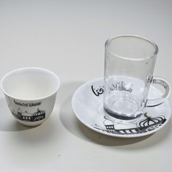 طقم كاسات وفناجين مع الصحن 36قطعه