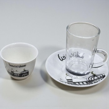 طقم كاسات وفناجين مع الصحن 36قطعه