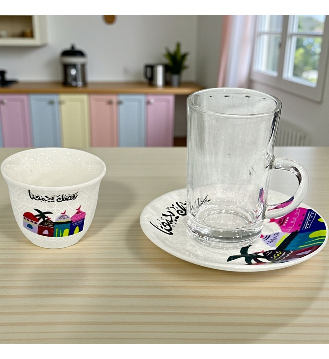 طقم كاسات وفناجين مع الصحن 36قطعه