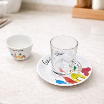 طقم كاسات وفناجين مع الصحن 36قطعه