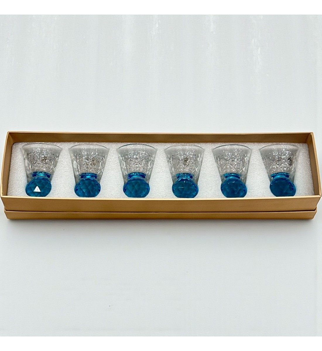 طقم بيالات (6) حبة بقاعده زجاج  