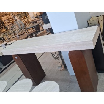  طاولة مدخل خشب بني سطح  بديل الرخام بيج  160×40×90سم 