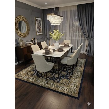 طاولة طعام أنيق يجمع بين الحداثة والفخامة  خشب بديل  الرخام تصميم عصري مع 10 كراسي رمادي 