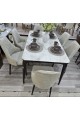 طاولة طعام أنيق يجمع بين الحداثة والفخامة  خشب بديل  الرخام تصميم عصري مع 8 كراسي رمادي 