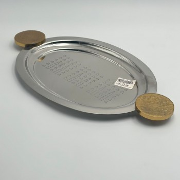 صحن تقديم معدنية فاخرة – تصميم أنيق وعصري40×22×2سم 